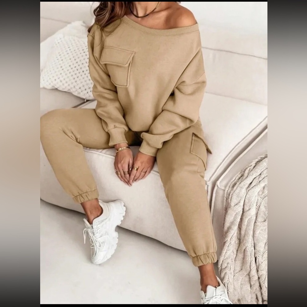 SHEIN Tan Women's Track Set